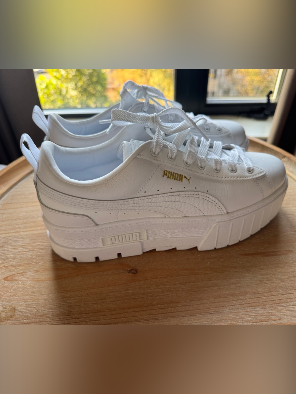 Puma White Mayze Classic Platform Sneaker size 9.5